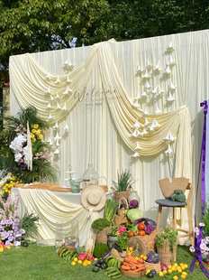 Korean Background Cloth Light Champagne Birthday Party Bow French Photography Photo Props Layout Engagement Decoration Cloth