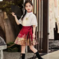 Hanfu Girl, лето 2024, новая юбка Mamian в китайском стиле, летняя детская полуюбка, новый летний наряд в китайском стиле для девочек.