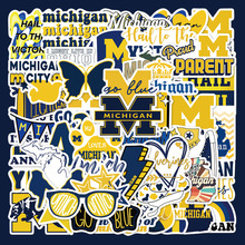50张密歇根大学贴纸笔记本电脑手账本吧保温杯滑板装饰防水贴画