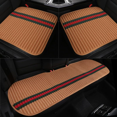 Cool pad — Linen Car Seat Cushion Single Piece - cayenne-yellow-three-piece-set-five-seats