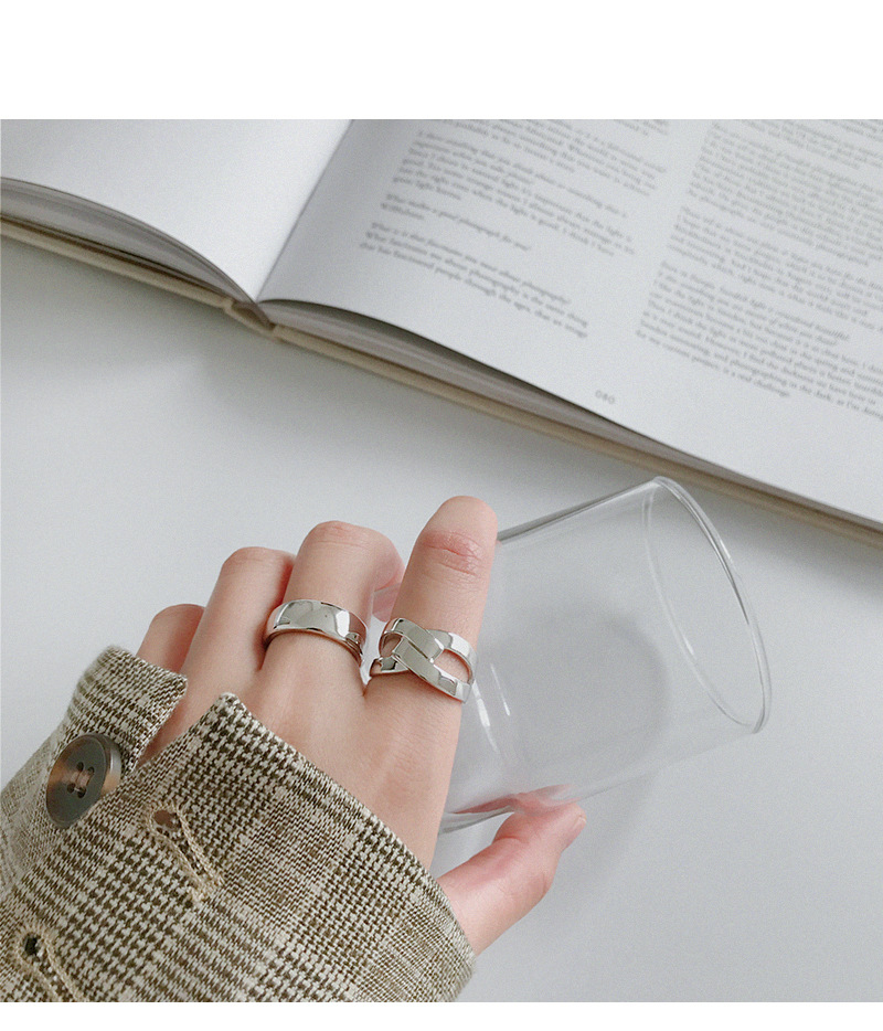 Fashion Minimalist Wild Smooth Geometric Plain Sterling Silver Open Ring Female display picture 2