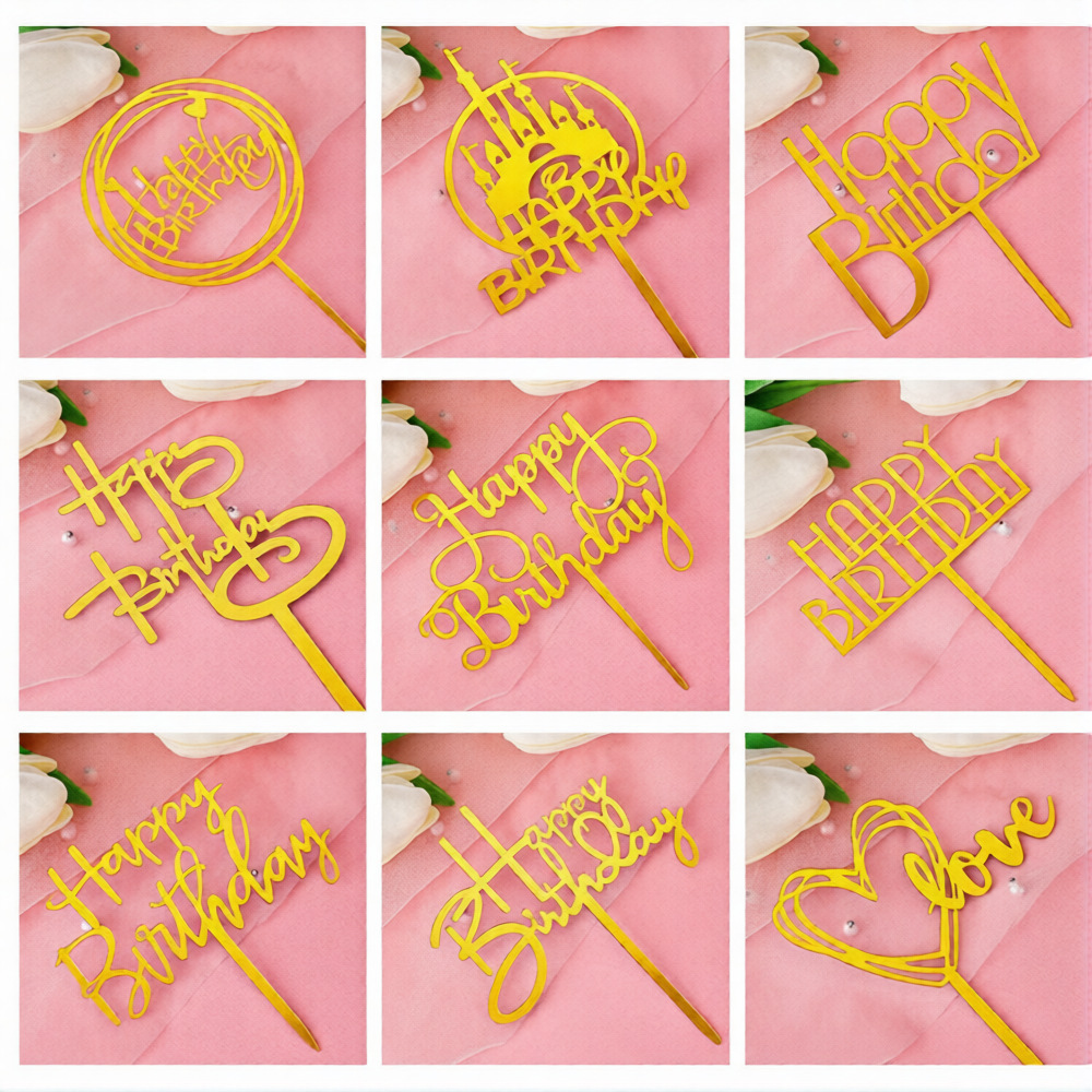 Large Pack of 10 Birthday Cake Decoration Inserts, Creative Letter Flags, Party Supplies, Acrylic Toppers Manufacturer
