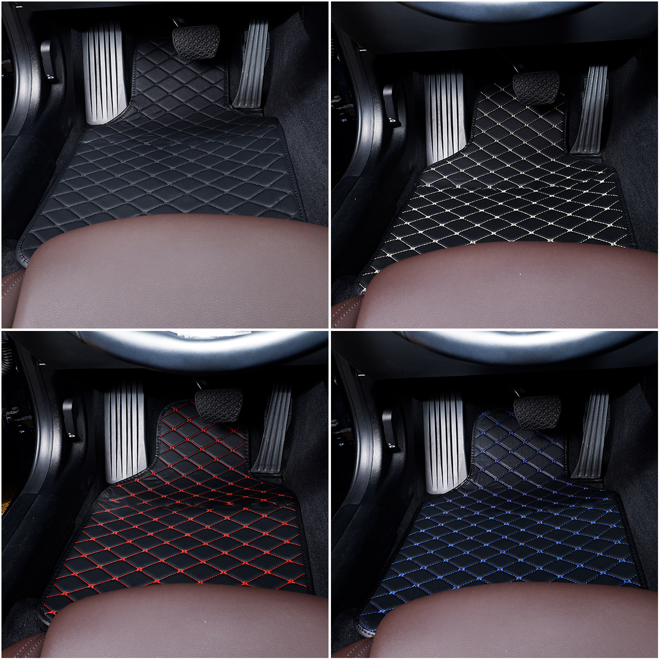 Universal car floor mats for all seasons, no tools required, quick installation, easy to clean and maintain, four-piece set