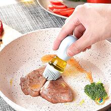 ♂家用计量硅胶刷头油壶 厨房按压式油刷油瓶一体耐高温烧烤刷 防