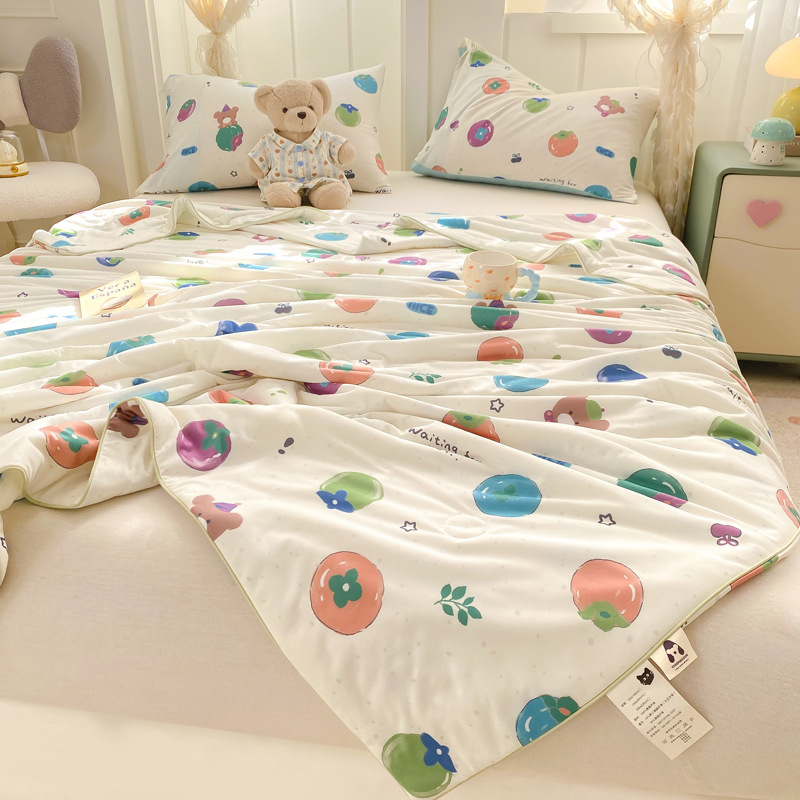 Edredón fresco de verano de algodón de punto de fibra de soja de clase A, colcha fina de verano para niños lavable a máquina, colcha de aire acondicionado
