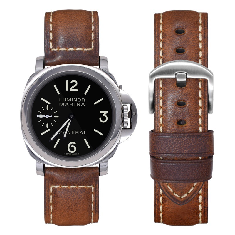 Spot leather watch with oil wax head layer cowhide bracelet 21 22 24 retro watch buckle men's leather strap