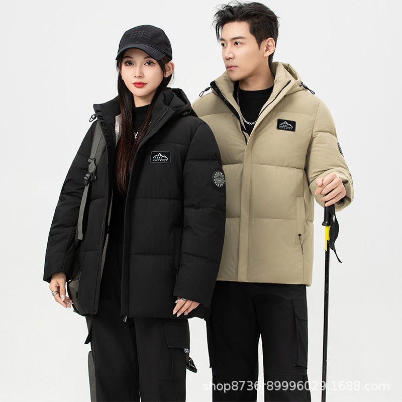 Unisex detachable hooded cotton jacket for cross-border sales, new winter windproof and waterproof couple's warm cotton coat