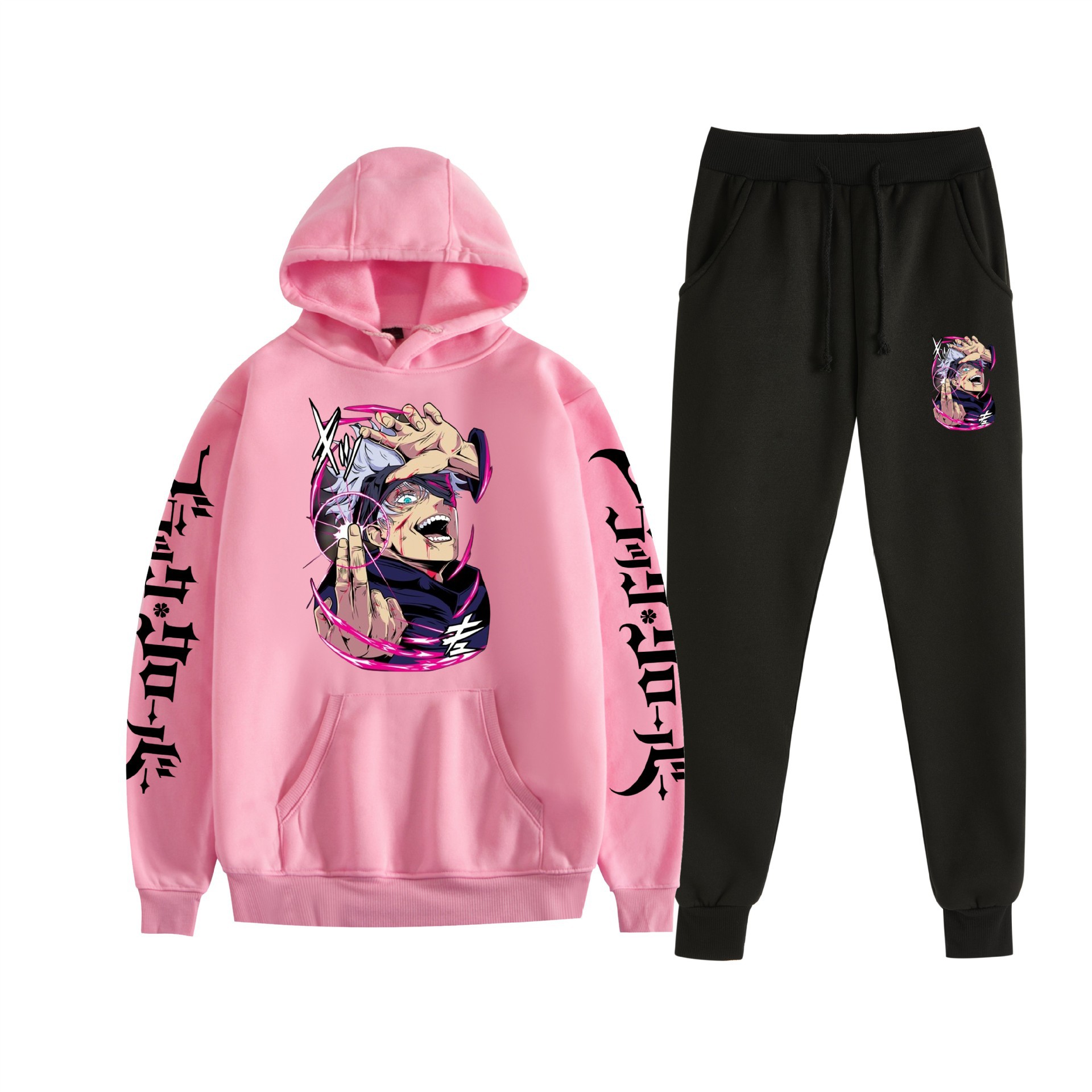 Comercio exterior nuevo estilo riman negro trébol de cuatro hojas Black Clover suéter con capucha corsés traje de dos piezas