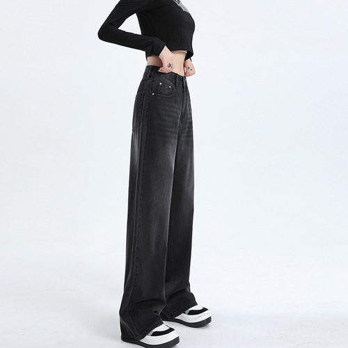 Women's Warm Fleece Jeans, Loose Wide Leg Pants, Vintage Straight Leg, for Amazon, Ozon, and AliExpress Cross-Border E-commerce