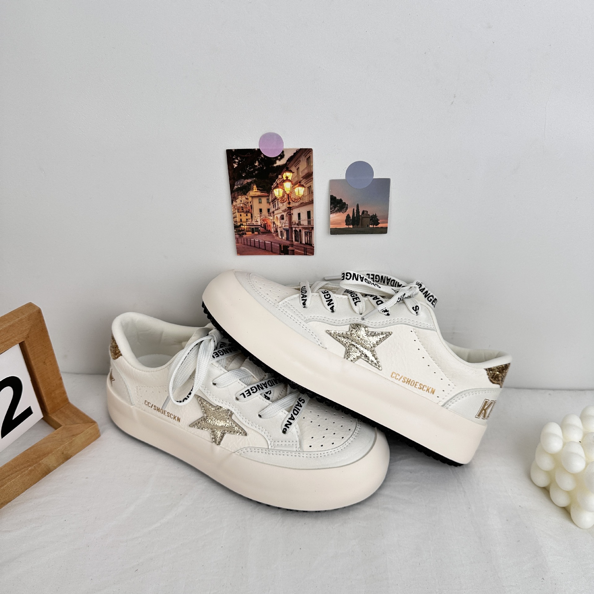 Zapatos blancos de suela gruesa para mujeres 2025 nuevos zapatos suaves y bonitos, zapatos de skate, papá 6612 image 7
