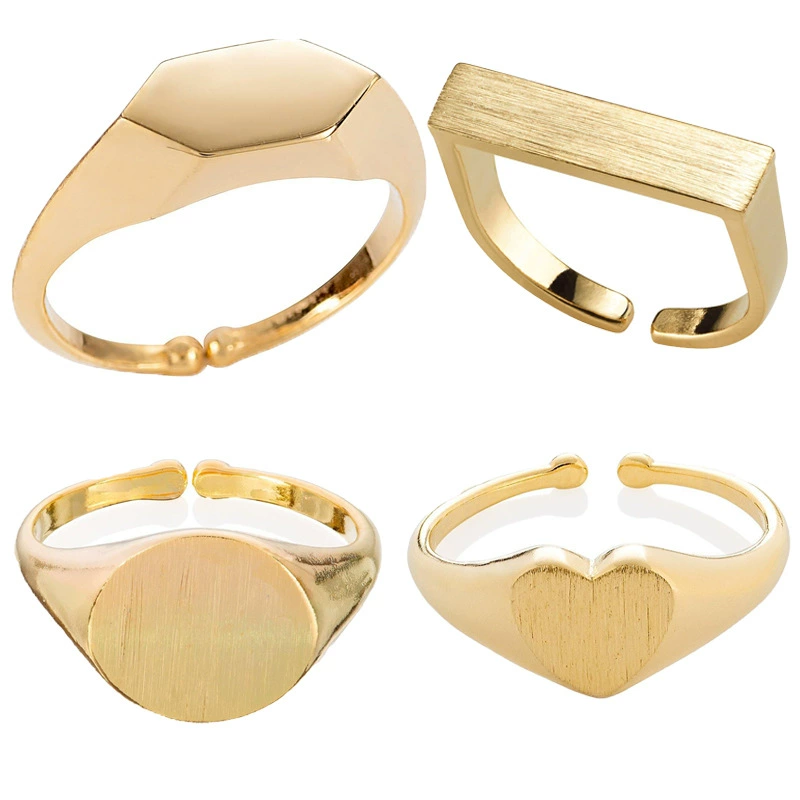 Трансграничное Открытое кольцо Amazon с широким лицом, матовое Открытое кольцо, круглое любовное прямоугольное персонализированное Европейское и американское женское кольцо