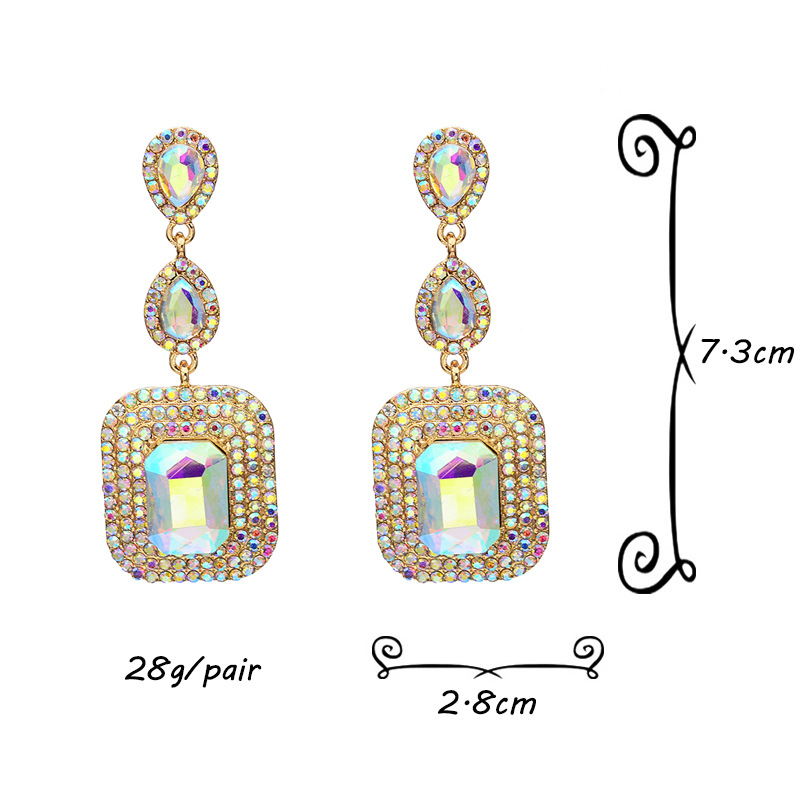 1 Pair Simple Style Square Inlay Alloy Rhinestones Drop Earrings display picture 1