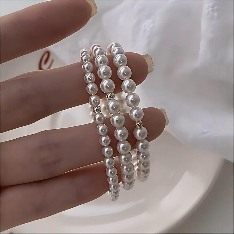 Zhuji Natural Freshwater Pearl Bracelet with High-Quality Small Pearls, 18K Gold Elastic Cord, Simple and Elegant Hand Jewelry for Layering