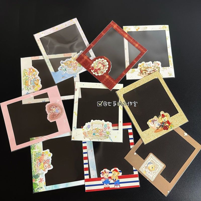 成品sq方形装饰卡膜拍立得可爱卡通花边4寸小卡保护套diy|undefined