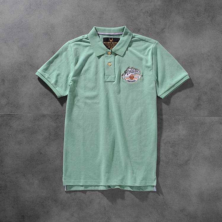 Modern banner American minimalist 100 simple embroidered wash men's turn collar short-sleeved POLO shirt M704 3