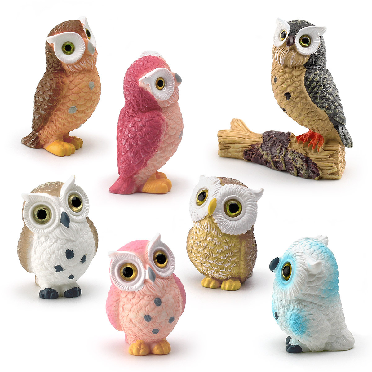 Cartoon Cross-border Fun Mini PVC Simulation Bird Owl Wood Cat Headphone Resin Model Decorative Ornament