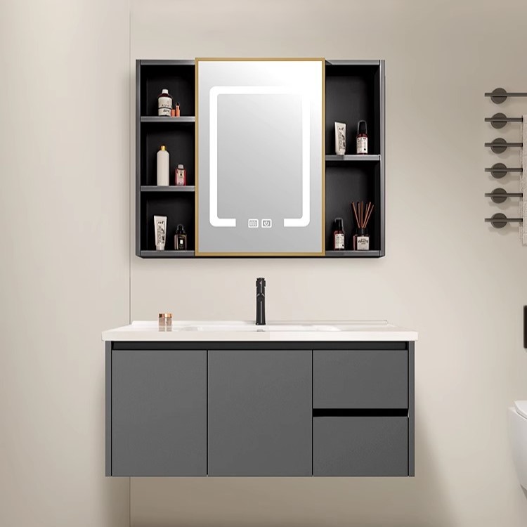 gabinete de baño combinado gabinete de lavabo cerámico todo en uno gabinete de lavabo lavabo gabinete de espejo inteligente lavabo