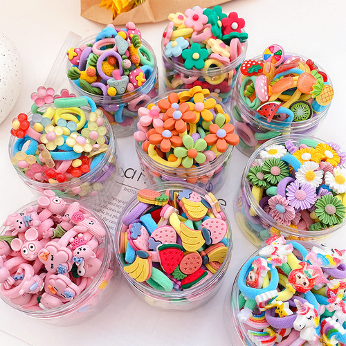 Children's Hair Tie Rubber Band Small Hair Tie Girls Cartoon Towel Ring Baby Doesn't Hurt Hair High Elasticity Headband Hair Accessories