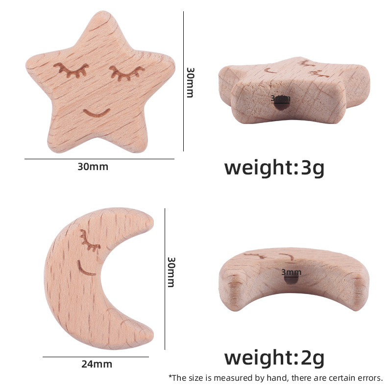 Nuevo bebé suministros de haya estrella Luna sonriente Cara modelado creativo DIY chupete cadena mordedor pulsera Accesorios