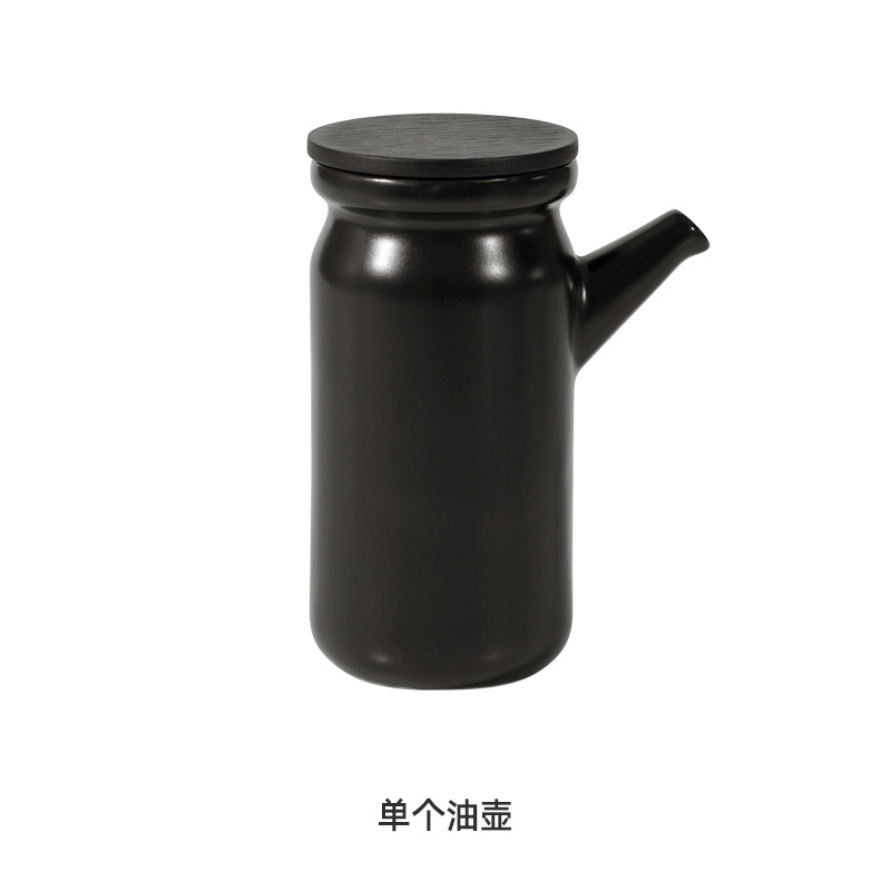 Cerámica Zhonggu hogar resistente a altas temperaturas tanque de aceite de pimienta condimento JAR sal azúcar tarro condimento caja aceite olla con tapa cuchara