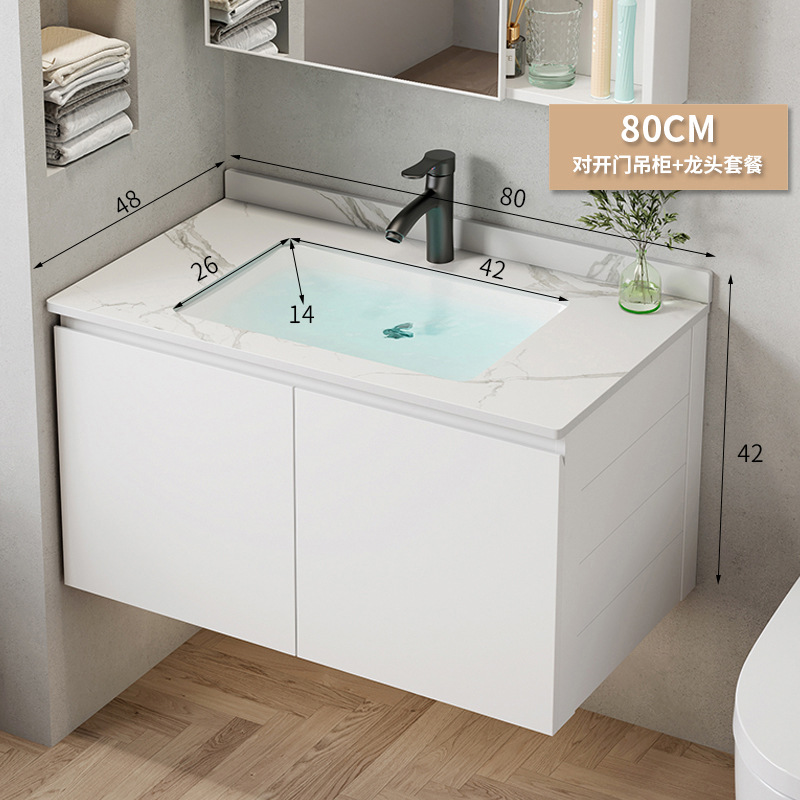 Simple espacio de aleación de aluminio gabinete de baño Baño combinación lavabo de cerámica lavabo hogar integrado mesa de lavado