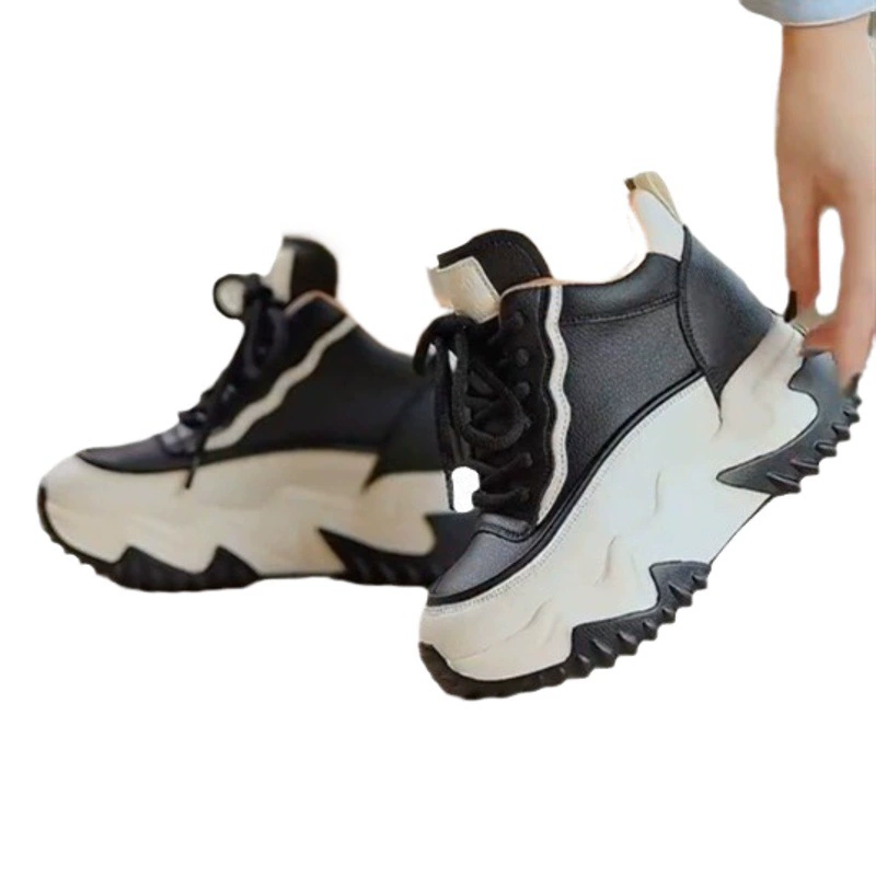 Осенняя новая подходящая по цвету мягкая подошва, увеличивающая рост, неуклюжая обувь для женщин, универсальные Дышащие Высокие повседневные кроссовки, горячая Распродажа
