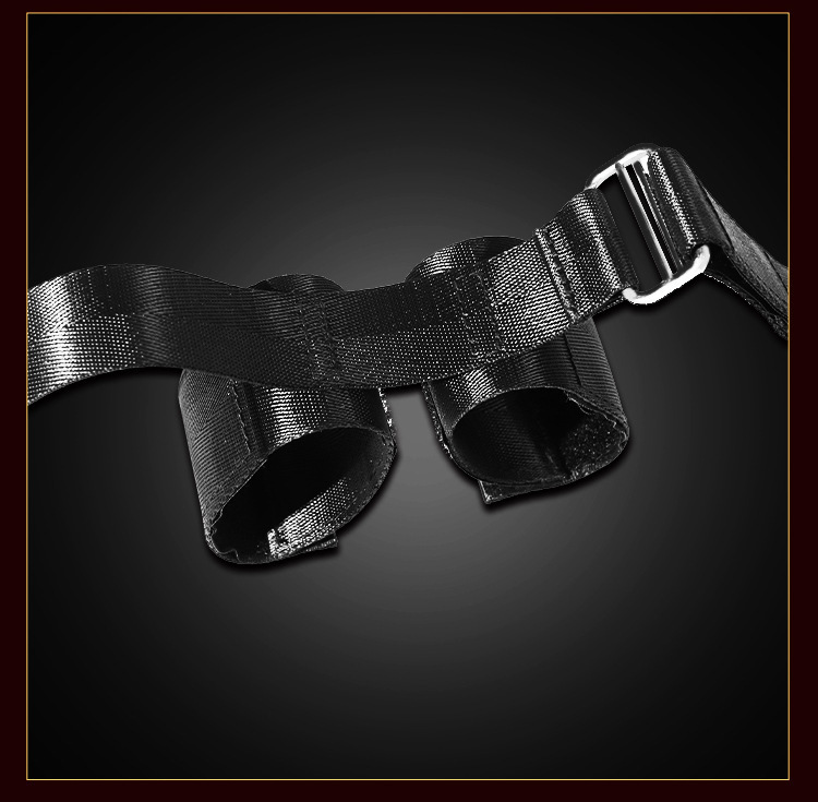 Jiuai Bed Bondage Set with Handcuffs, Mouth Gag and Ankle Cuffs, Black Nylon and Alloy — detail image 13