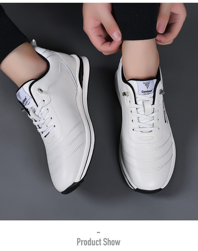 Giày sneaker nam da bò phối màu, đế cao su gót thấp 1–3 cm, dây thun tiện lợi — PZ905 màu trắng, PZ905 màu đen chi tiết 15