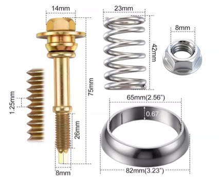 通用三元催化排气管消声器法兰连接接口垫螺丝接头螺丝