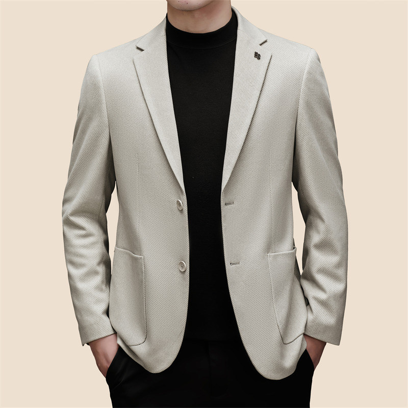 品牌秋冬高端羊毛小西服男商务修身免烫休闲时尚百搭中年西装外套