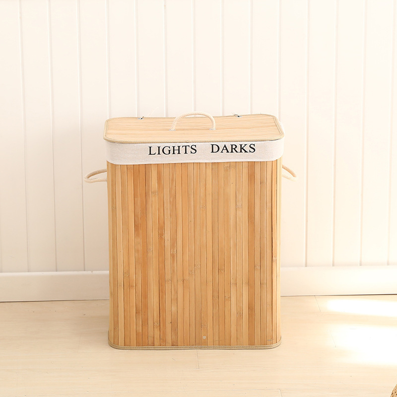 Cesta cuadrada con tapa para ropa sucia – tejida a mano, multifunción, para hogar, venta al por mayor