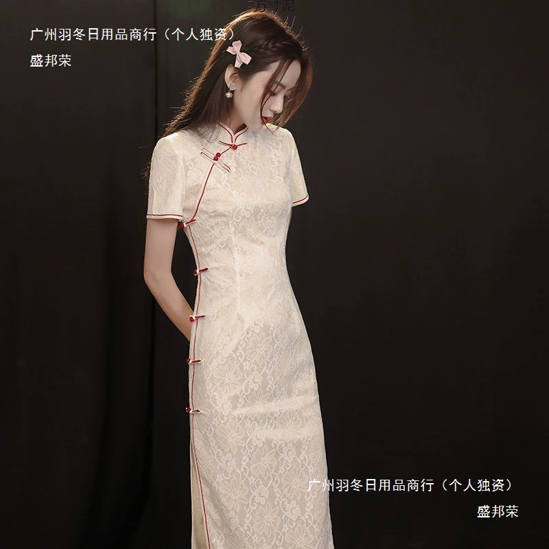 Платье Cheongsam 2024, новое летнее, с короткими рукавами, в ретро стиле, улучшенная модель для молодых девушек, повседневное, оптом