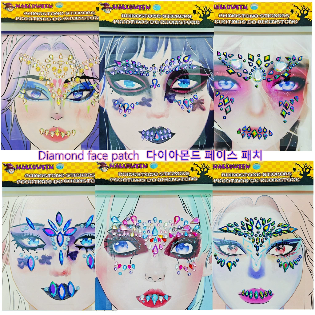 Хэллоуин акриловая смола алмазное лицо декоративная Татуировка наклейка Детская производительность выпускной вечер горный хрусталь лицо наклейка