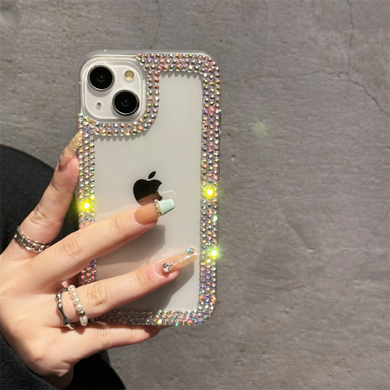 Light Luxury Wind Rhinestone iPhone16/15Promax Mobile Phone Case for Women for Apple 14 Transparent 13 Silicone Case 12