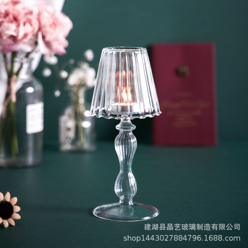 Simple de cristal plateado candelabro hogar vintage Cafe bar decoración del hogar lámpara de mesa candelabro de vidrio