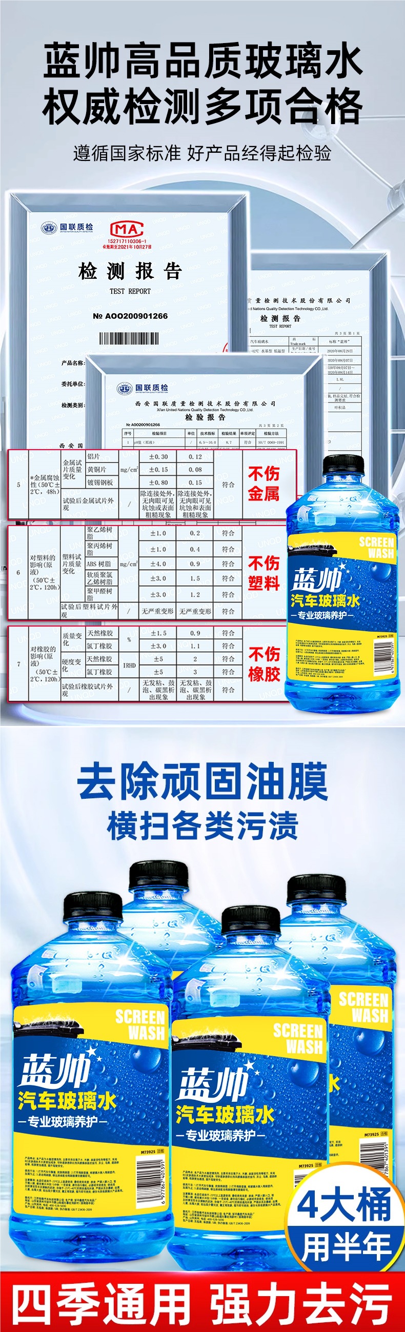 Blue Shuai Car Glass Cleaner, Powerful Stain and Oil Film Remover, Specialized Wiper Fluid for Cars, Winter Antifreeze Resistant to Minus 40 Degrees