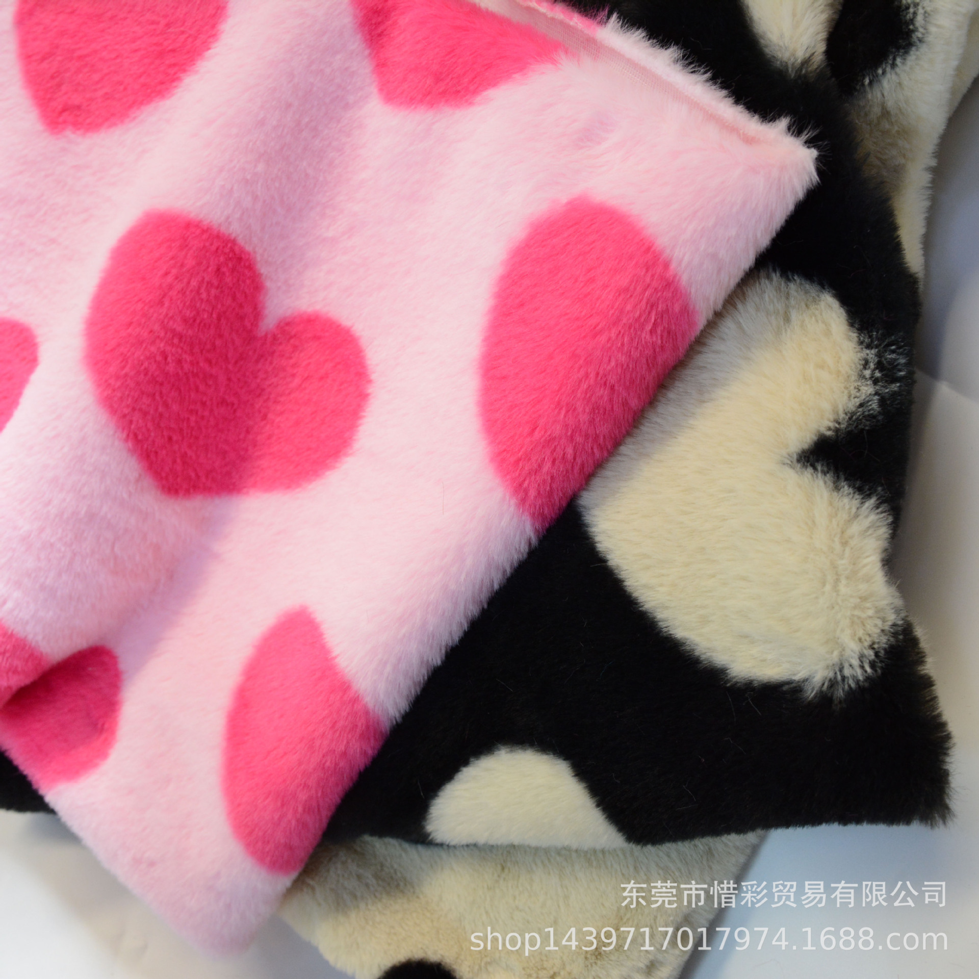 现货 桃心印花仿兔绒 人造毛  服装家纺玩具长毛绒面料