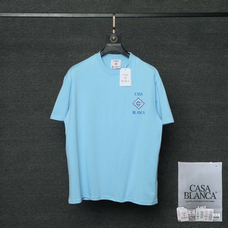 2026 New Summer Style Casablanca Series Letter Logo Printed Personalized Round Neck T-Shirt for Men and Women Couples 2026 New Summer Style Casablanca Series Letter Logo Printed Personalized Round Neck T-Shirt for Men and Women Couples