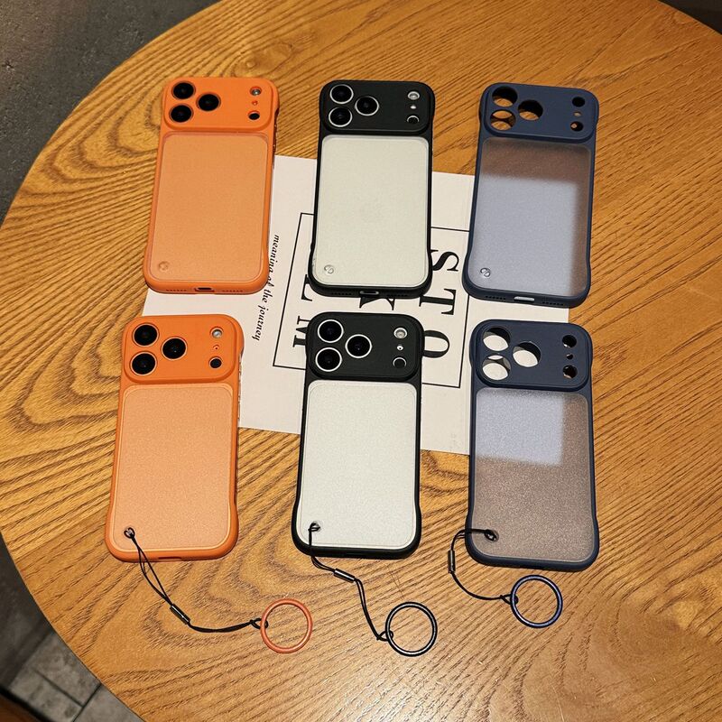 Suitable for iPhone 17 Pro Frameless Phone Case, Apple 16 Pro Ring Buckle, 14 Matte Skin-Feel Protective Case, 13