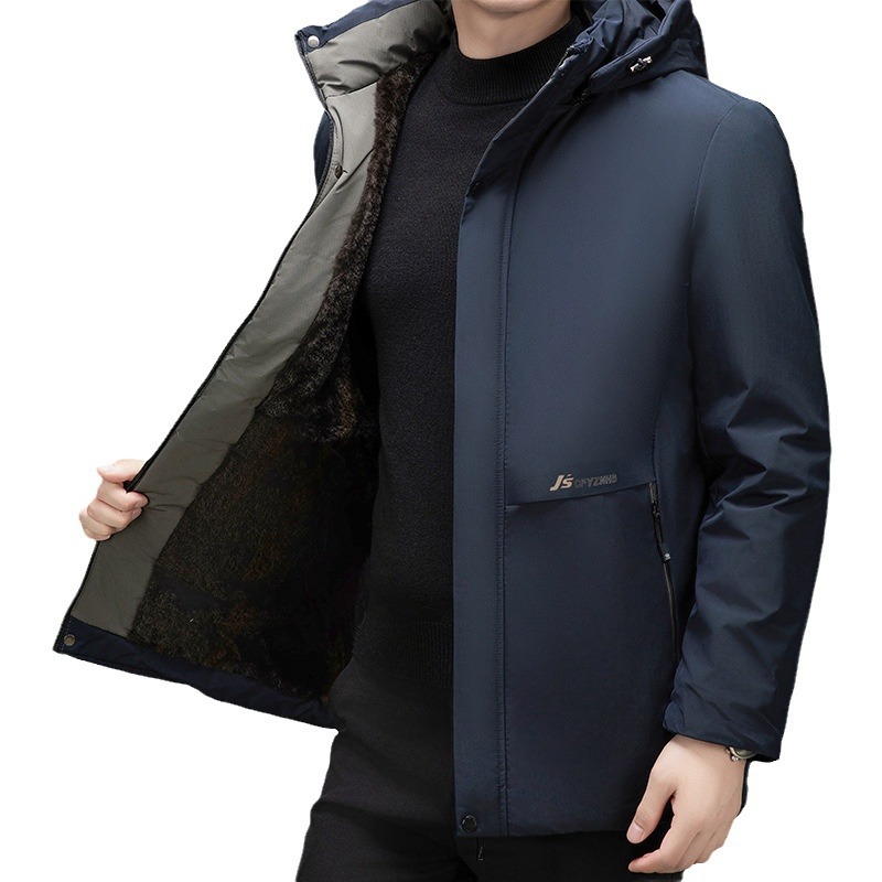 Ropa de invierno de algodón de gran tamaño para hombres de negocios ocio algodón sombrero desmontable chaqueta de algodón caliente a prueba de viento con chaqueta de lana gruesa image 6