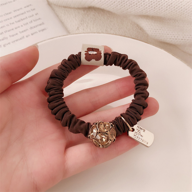 Luz lujosa cuerda de cabello mujer diamante de alta elasticidad y duradero anillo de cabello intestino delgado no daña el cabello cabeza de banda de goma adornamiento para el cabello