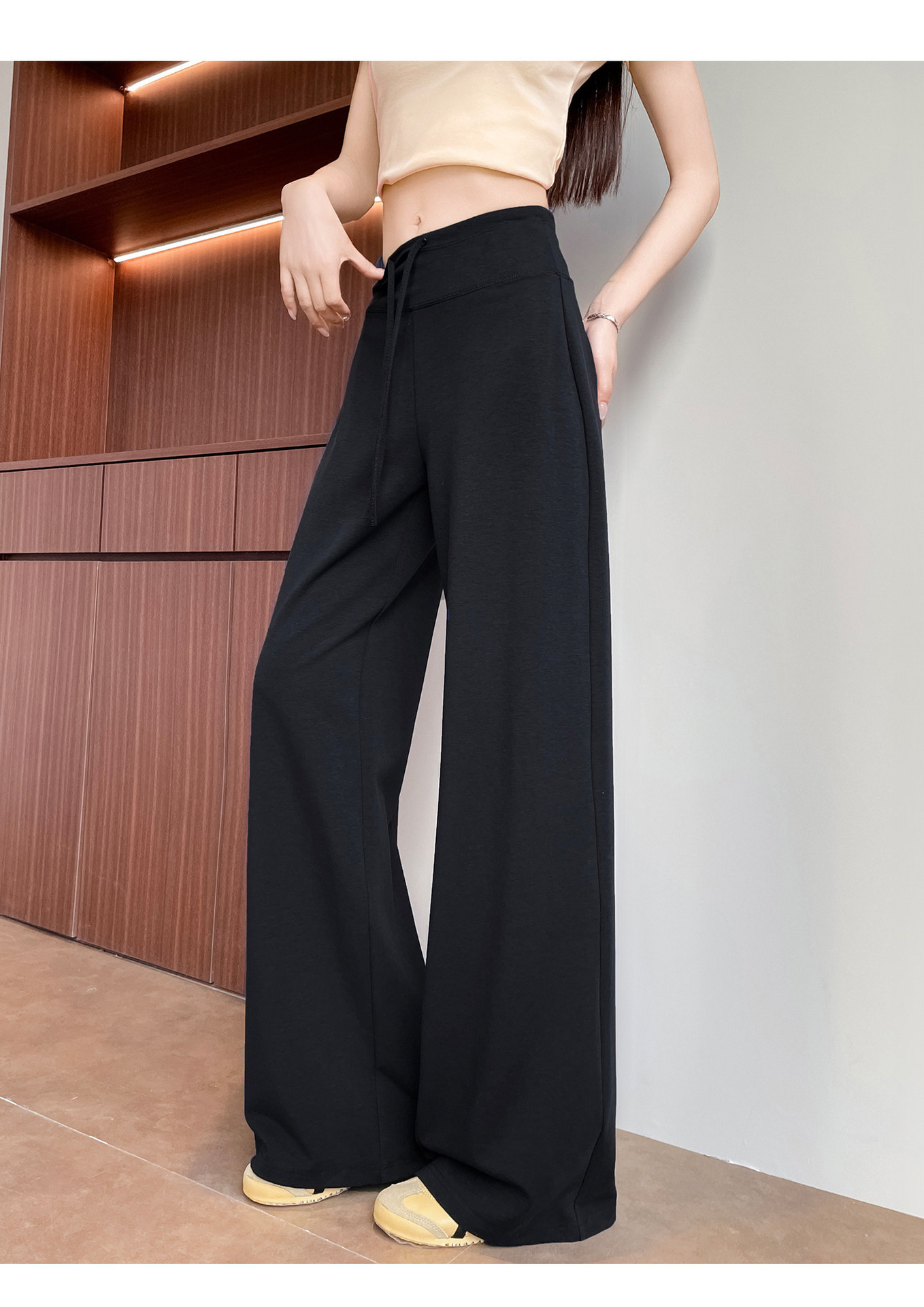 Quần legging yoga nữ cạp cao ống suông chất liệu lụa băng mát mẻ — Màu trắng gạo - Extended chi tiết 35