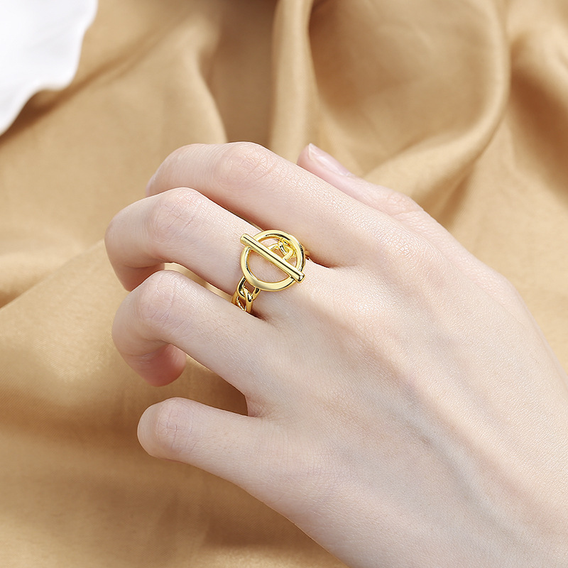 Simple Style Solid Color Copper Toggle Plating Open Ring display picture 3