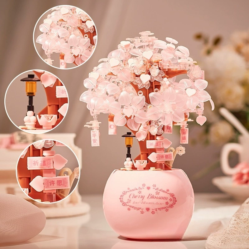 Constructor, brainteaser, handle for mother's day, DIY, bouquet, cherry tree, Birthday gift