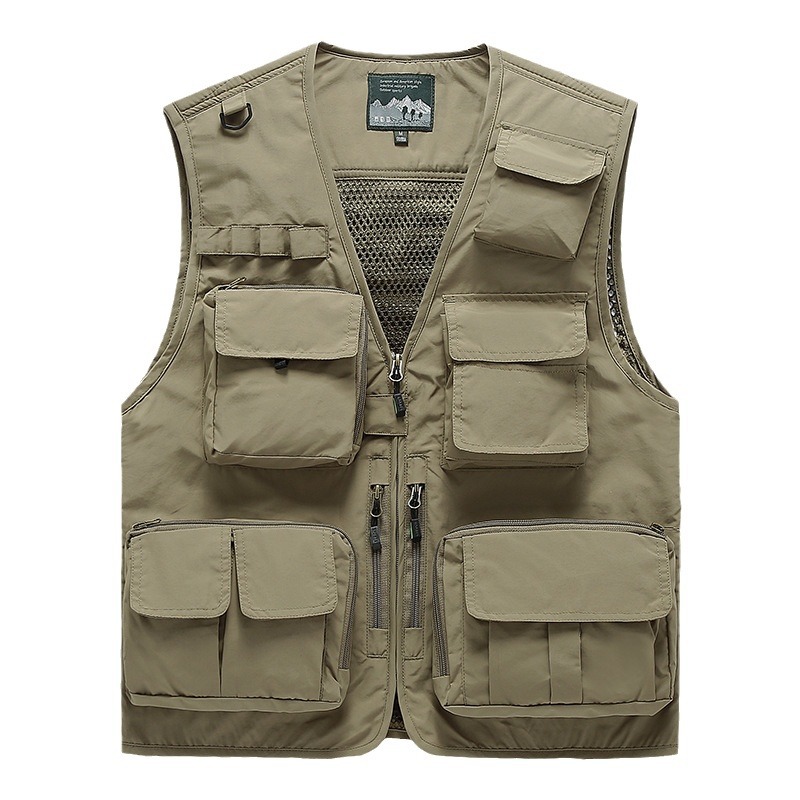 Casual chaleco de hombre al aire libre de bolsillo fotografía chaleco de pesca hombro gran clip caballo hombre abrigo casual abrigo image 5