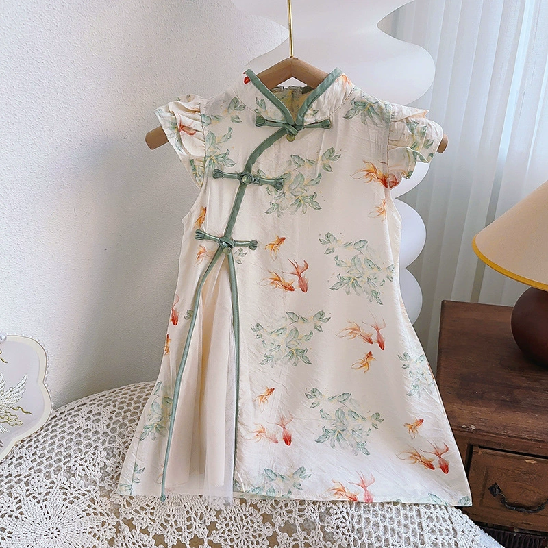 Детский чонсам, платье без рукавов, китайский стиль, западный стиль