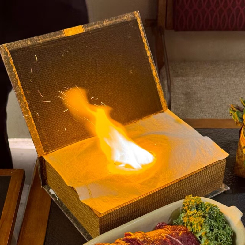 Restaurant Creative Internet-Famous Magic Book Tableware Bar Magic Decoration Wooden Box Set Book Dish Ritual Plate