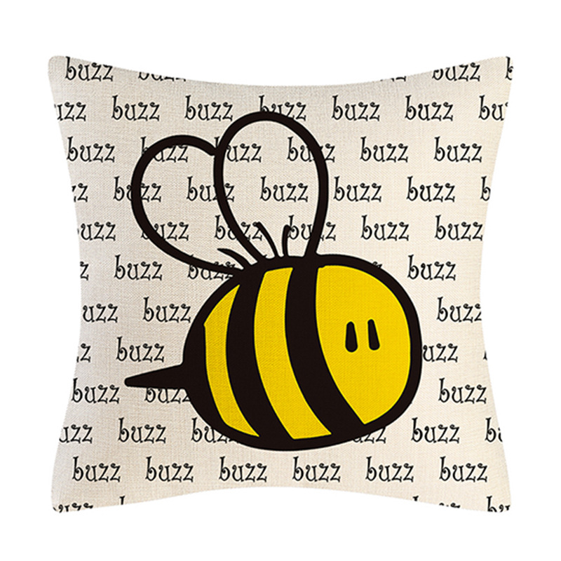 亚马逊热卖蜜蜂节亚麻桃皮绒抱枕套 欧美夏季家居装饰靠枕靠垫