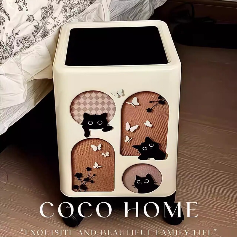 Large Open-Mouth Household Trash Can 2025 Vintage Style Bedroom Cat-Themed Retro High-End Living Room Creative Design with Wheels Large Open-Mouth Household Trash Can 2025 Vintage Style Bedroom Cat-Themed Retro High-End Living Room Creative Design with Wheels