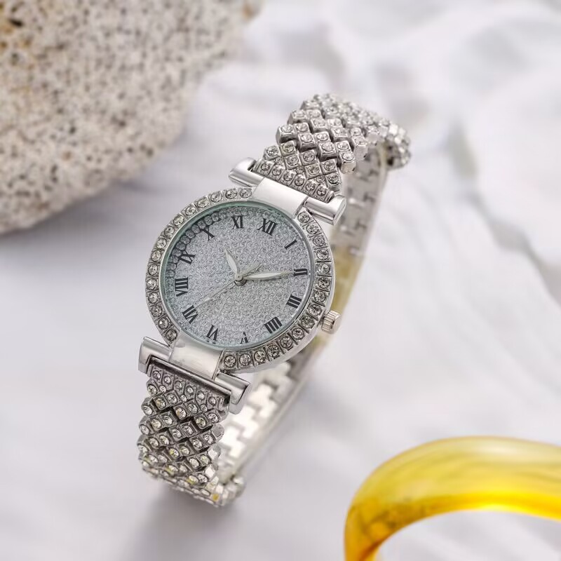 2024 Mantian Star Steel Chain Set Orologio da donna con bracciale con strass modello romano con diamanti pieni_voghion.com